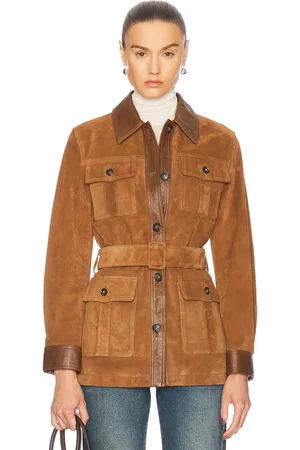 NILI LOTAN Mila Suede Jacket in Martora & Cognac - Brown. Size XS (also in ).