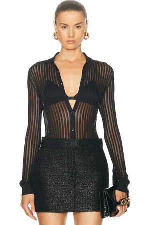 Tom Ford Perforated Rib Shirt in Black - Black. Size L (also in ).
