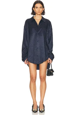 Balenciaga Long Sleeve Minimal Shirt in Dark Navy - Navy. Size 34 (also in ).