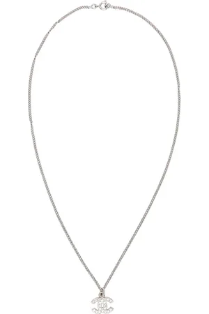 CHANEL Coco Mark Necklace in Silver - Metallic Silver. Size all.