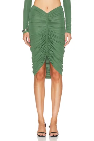 Atlein Ruched Short Skirt in Mousse - Green. Size 36 (also in ).