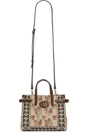 VALENTINO GARAVANI Antibes Small Tote Bag in Multicolor & Tabac Brown - Multi. Size all.