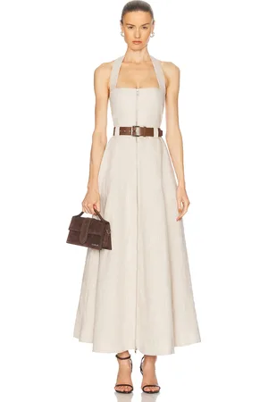 Nicholas Anastasia Utility Halter Neck Midi Dress in Oat - Neutral. Size 8 (also in ).