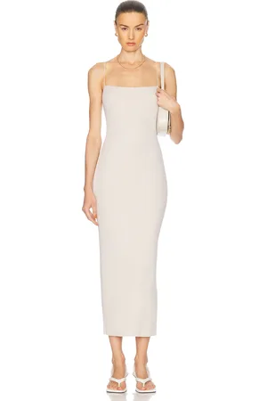 ENZA COSTA Silk Knit Jersey Essential Strappy Dress in Canvas - Cream. Size L (also in M, S, XS).