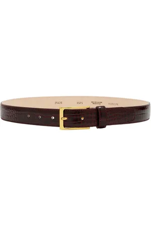 AUREUM No. 5 Crocodile Embossed Belt in Bordeaux & Gold - Burgundy. Size M/L (also in XS/S).