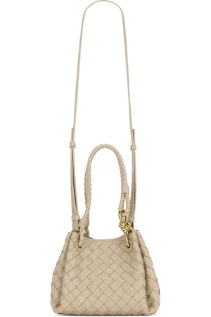 Bottega Veneta Small Andiamo Parachute Bag in Ecru & Muse Brass - Beige. Size all.