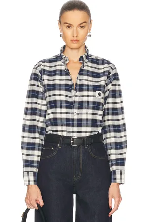 Carhartt Tarbell Shirt in Tarbell Check Dark Navy & White - Navy. Size L (also in M, S, XS).