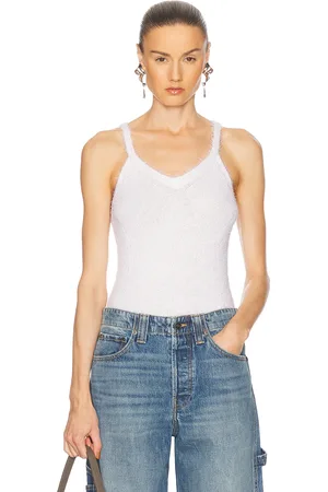 Khaite Maura Cashmere Tank Top in Glaze - White. Size L (also in S, XS).