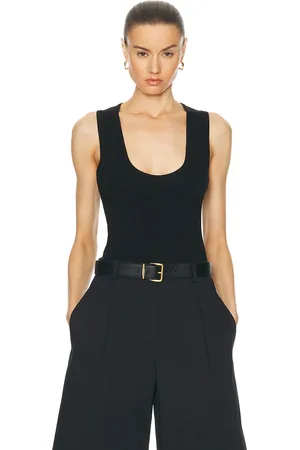 MATTEAU Deep U Tank Top in Black - Black. Size 1 (also in 2, 3).