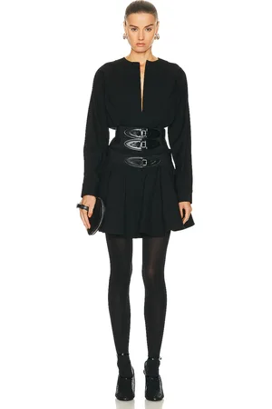 Alaïa Long Sleeve Buckle Dress in Noir in Noir ALA?A - Black. Size 38 (also in ).