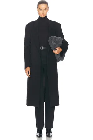 NILI LOTAN Edmont Double Breasted Long Coat in Charcoal - Black. Size L (also in ).