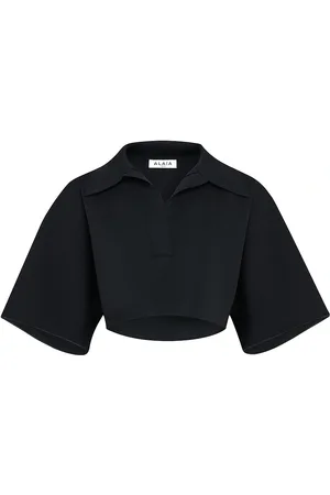 Alaïa Crop Polo Top in Noir Alaia - Black. Size 40 (also in ).