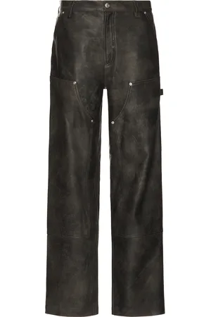 MIMCHIK Leather Carpenter Pant in Vintage Black - Black. Size L (also in M).