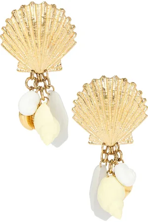 Chloé Shell Earring in Gold in Purple & Green - Metallic Gold. Size all.