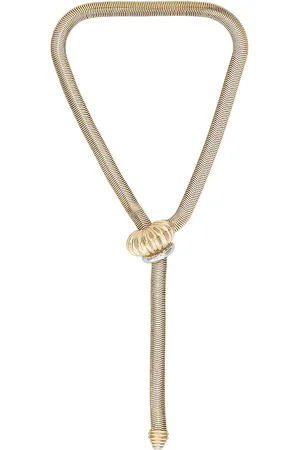 DEMARSON Lexi Necklace in 12k Shiny Gold & Crystal - Metallic Gold. Size all.