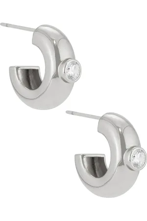 mega Large Donut Earrings in Sterling Silver - Metallic Silver. Size all.