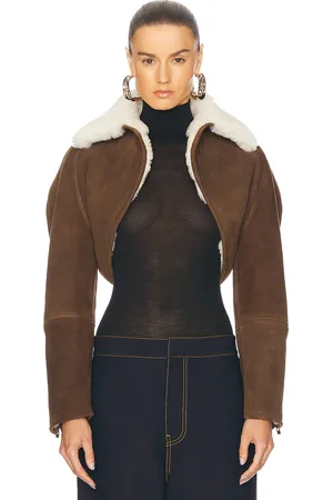 Alaïa Cardi Jacket in Blanc & Brun - Brown. Size 40 (also in ).
