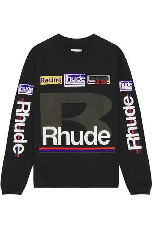 Rhude Petrol Patch Long Sleeve Tee in Vintage Black - Black. Size M (also in ).