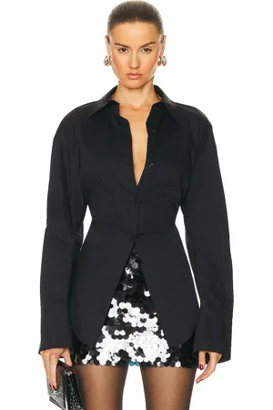 SIMON MILLER Loch Button Up Shirt in Black - Black. Size L (also in M).