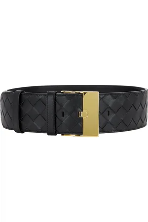 Bottega Veneta Large Watch Intrecciato Belt in Black & Muse Brass - Black. Size 65 (also in 75, 80, 85).