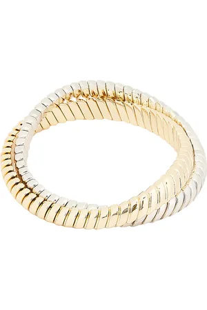 Roxanne Assoulin Double Cobra Bracelet in Shiny Gold & Bright Silver - Metallic Gold. Size all.