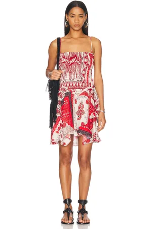 Isabel Marant Anka Dress in Red & Ecru - Red. Size 34 (also in 36, 38, 40).