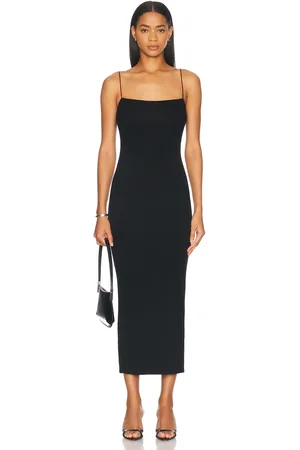 ENZA COSTA Silk Knit Jersey Essential Strappy Dress in Black - Black. Size L (also in M, S).