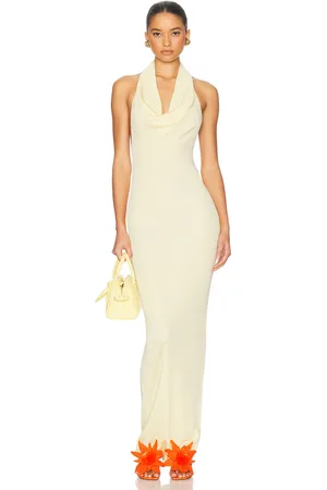 Helsa Aaliyah Maxi Knit Dress in Butter Yellow - Lemon. Size L (also in M, XL).