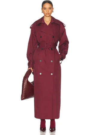 Helsa Classic Oversized Trench in Burgundy - Burgundy. Size L (also in M, S, XL, XS).