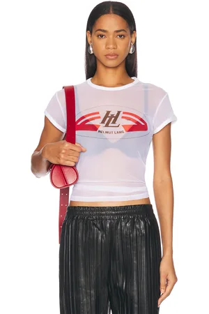 Helmut Lang Logo Slim Tee in White - White. Size L (also in M, S, XS).