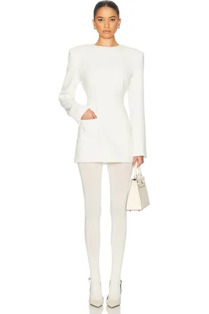 Helsa The Heavy Crepe Suit Dress in Ivory - Ivory. Size L (also in M, S, XL, XS).