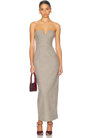 Helsa The Tweed Marilyn Dress in Taupe Melange - Taupe. Size L (also in M, S, XL, XS, XXS).
