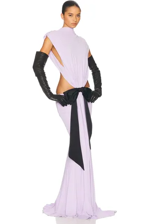 Helsa The Constantina Jersey Dress With Bow in Amethyst - Purple. Size L (also in XL).