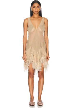 The Attico Mini Dress in Ivory - Ivory. Size 36 (also in 38, 40, 42).