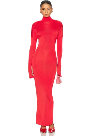 Helsa Cordelia Maxi Knit Dress in Red - Red. Size L (also in M, S, XL, XS, XXS).