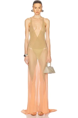 The Attico Long Dress in Sand - Cream,Peach. Size 40 (also in ).
