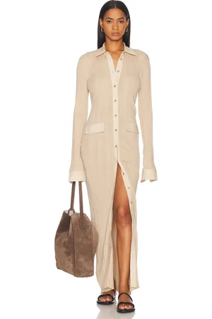 Totême Knitted Shirt Dress in Peanut - Beige. Size M (also in XS).