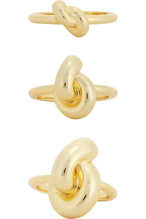 Jennifer Fisher Knot Ring Set Of 3 in Yellow Gold - Metallic Gold. Size 6 (also in 7, 8).