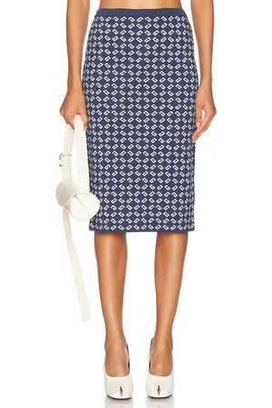 Givenchy High Waist Midi Skirt in Denim Blue - Blue. Size L (also in M, S, XS).