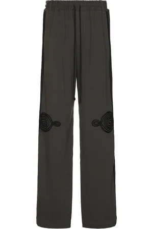 SONG FOR THE MUTE Applique Relaxed Lounge Pants in Washed Black - Charcoal. Size 48 (also in 50, 52).