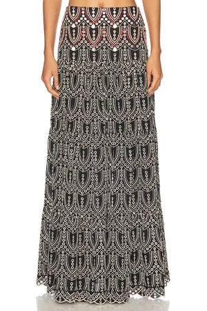 JOHANNA ORTIZ Palm Rhythm Maxi Skirt in Black & Ecru - Black. Size 4 (also in ).