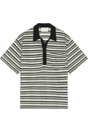 SONG FOR THE MUTE Gym Polo in Black & Ivory - Black,White. Size 48 (also in 52).