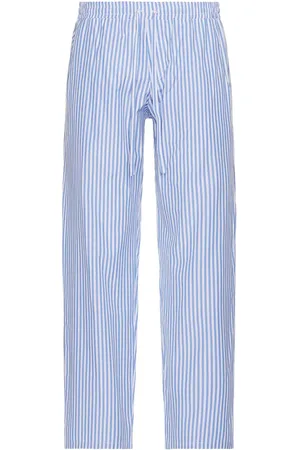 PIERRE-LOUIS MASCIA Trousers in White & Blue - Blue. Size L (also in M, S, XL/1X).