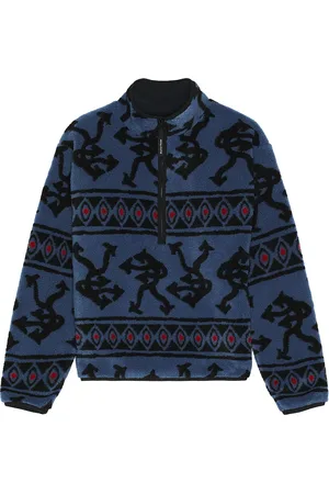 District Vision Half-Zip Pile Fleece in Blue Arrow - Blue. Size L (also in S).