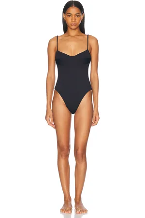 Haight Ribbed Monica Swimsuit in Black - Black. Size L (also in M, S, XS).