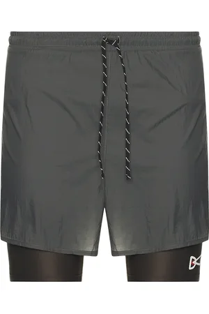 District Vision Ripstop Layered Trail Shorts in Charcoal & Slate Brown - Grey. Size L (also in M, S, XL/1X).