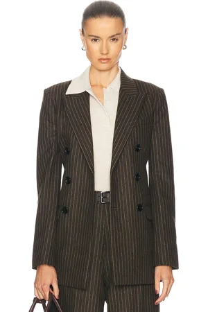 Ami Double Breasted Blazer in Dark Coffee & Sand - Brown. Size 40 (also in ).