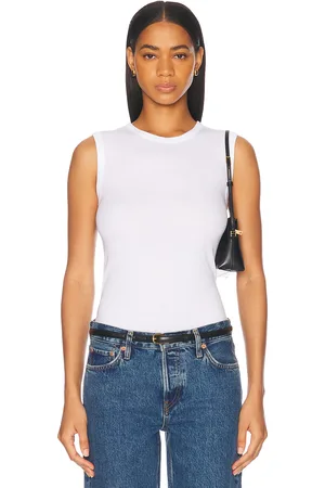 ENZA COSTA Supima Cotton Sleeveless Tank Top in White - White. Size L (also in M, S, XS).