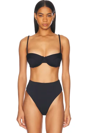 Haight Ribbed Adjustable Vintage Bikini Top in Black - Black. Size L (also in M, S, XS).
