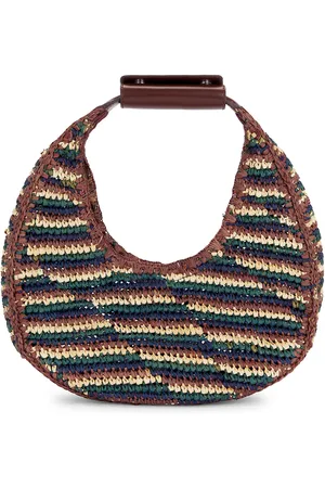 Staud Moon Raffia Tote Bag in Mixed Raffia - Taupe,Blue. Size all.
